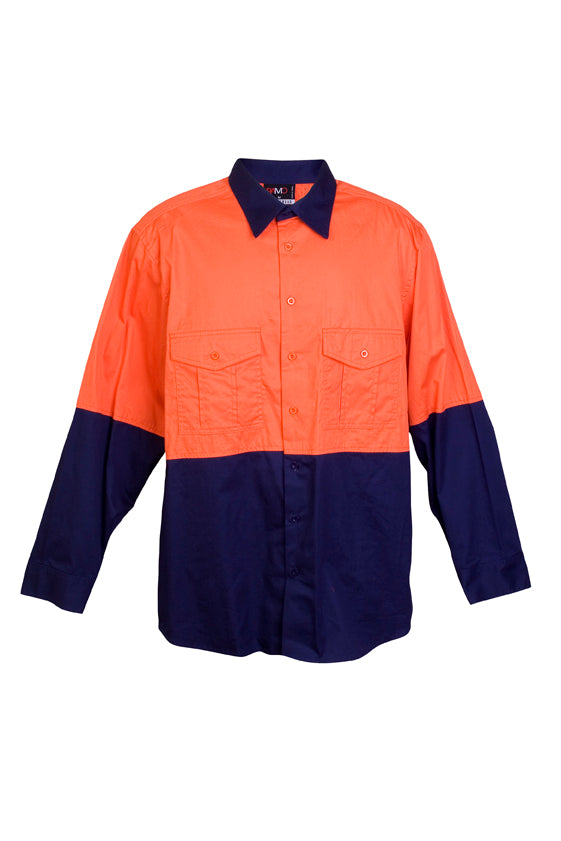 100%  Combed Cotton Drill Long Sleeve Shirts - view