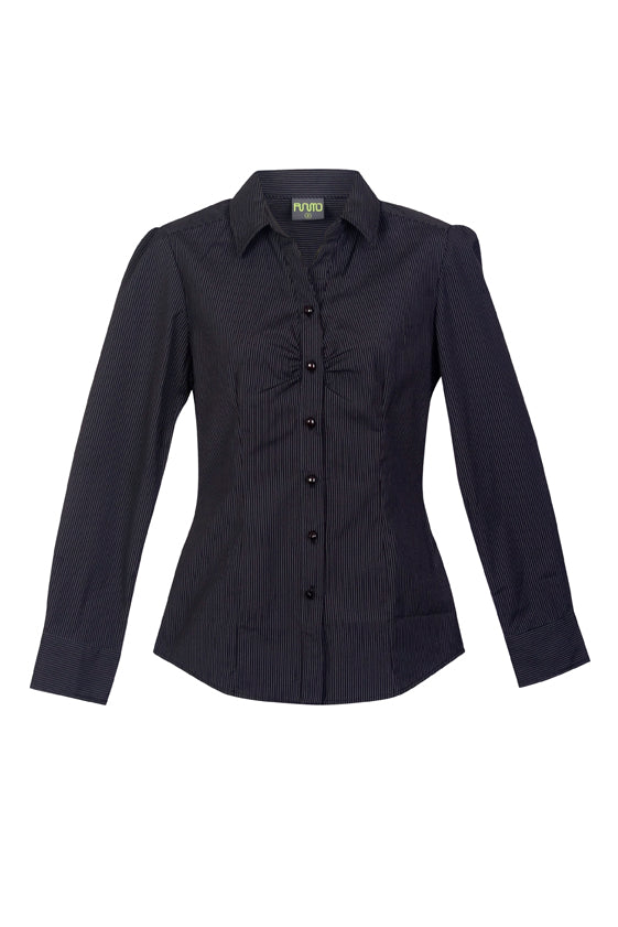 Womens Urban Stripe Shirt - Black/White - Front