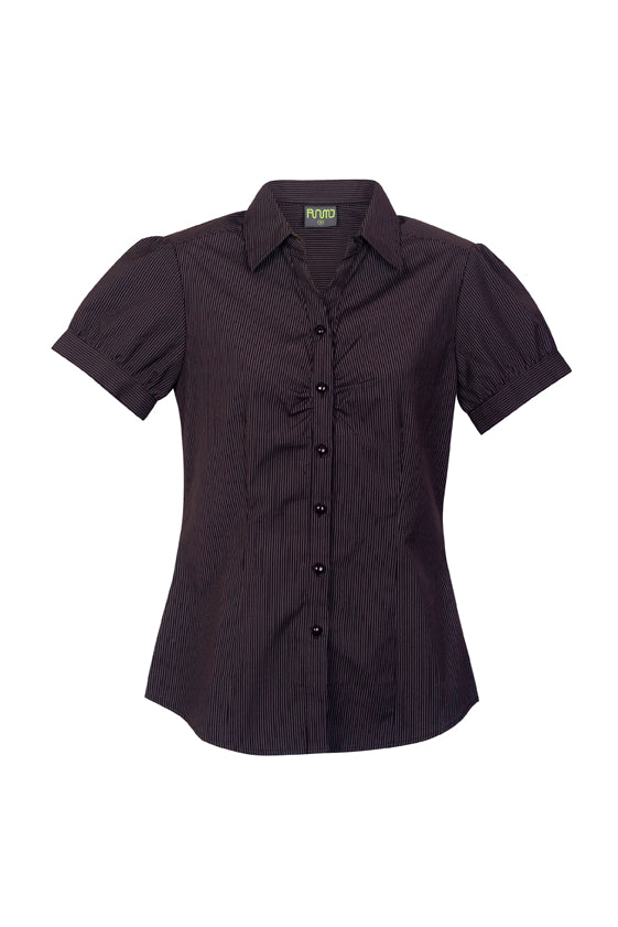 Womens Urban Stripe Shirt - Chocolate/White - Front