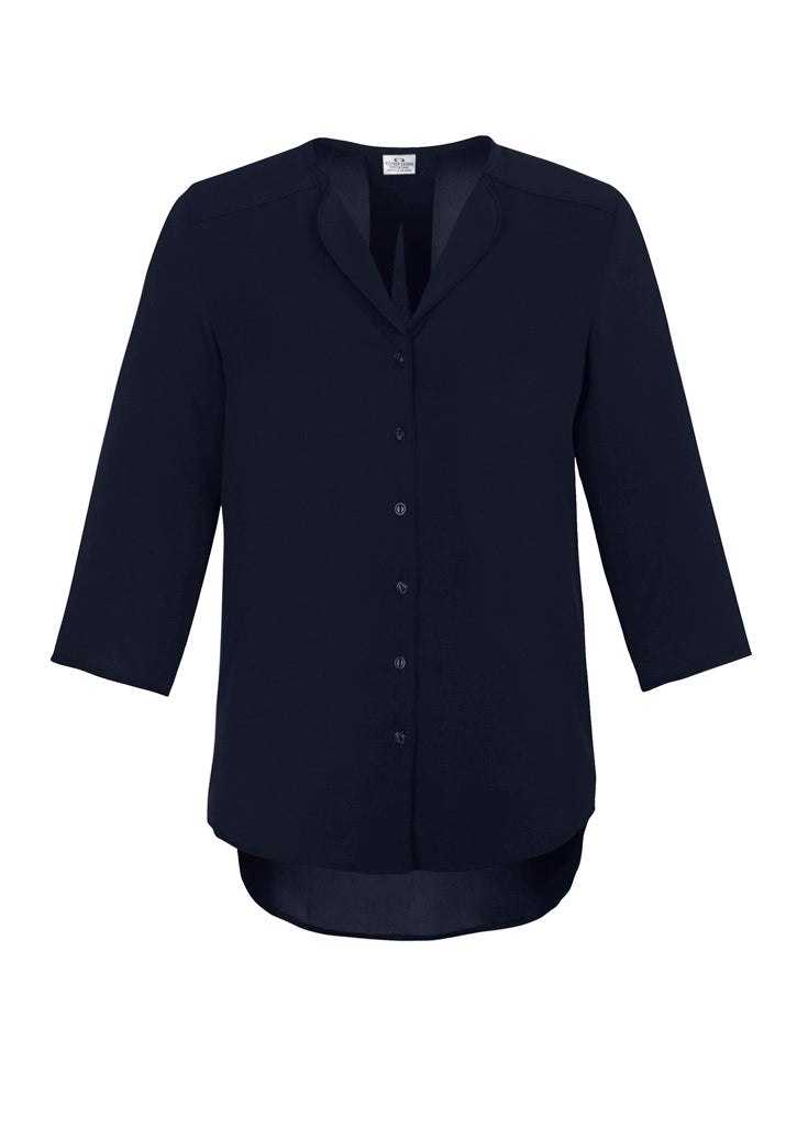 Lily Womens Longline Blouse - Ink - Front