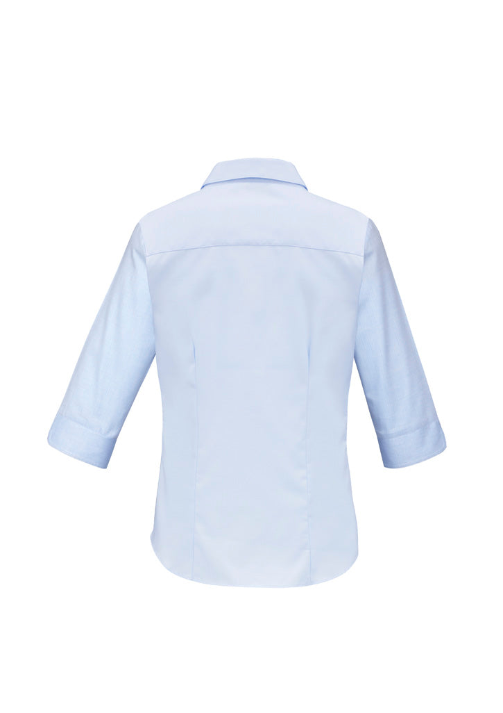 Luxe Womens 3/4 Sleeve Shirt - Blue - Back