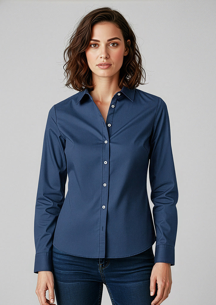 Memphis Womens Long Sleeve Shirt - Mineral Blue - Model