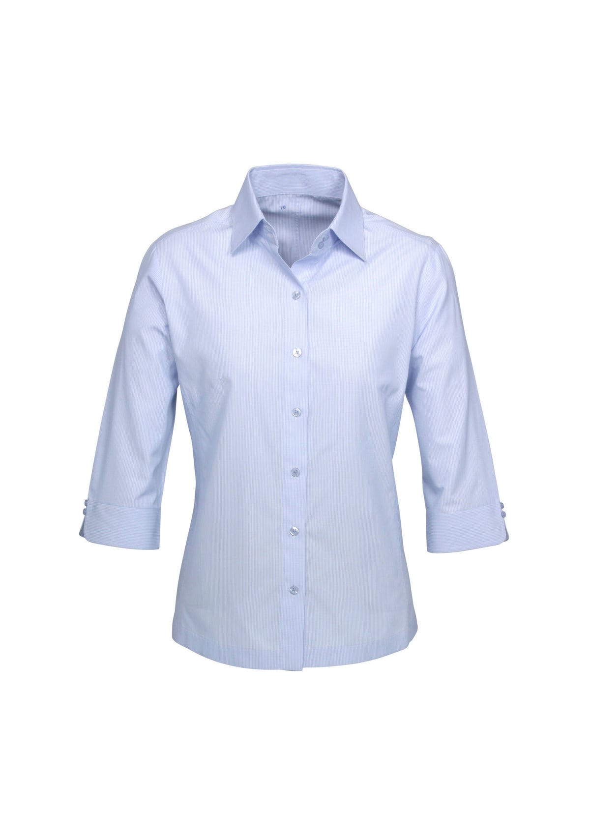 Ambassador Womens 3/4 Sleeve Shirt - Blue - Front