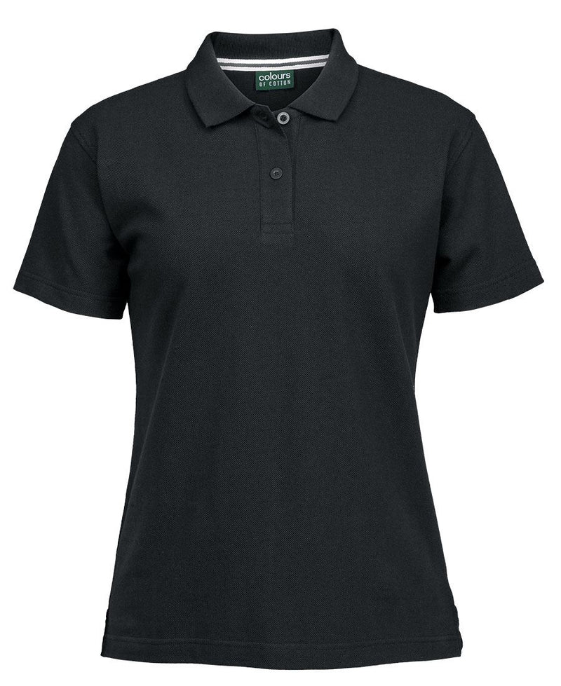 C Of C Ladies Pique Polo - Black - Front