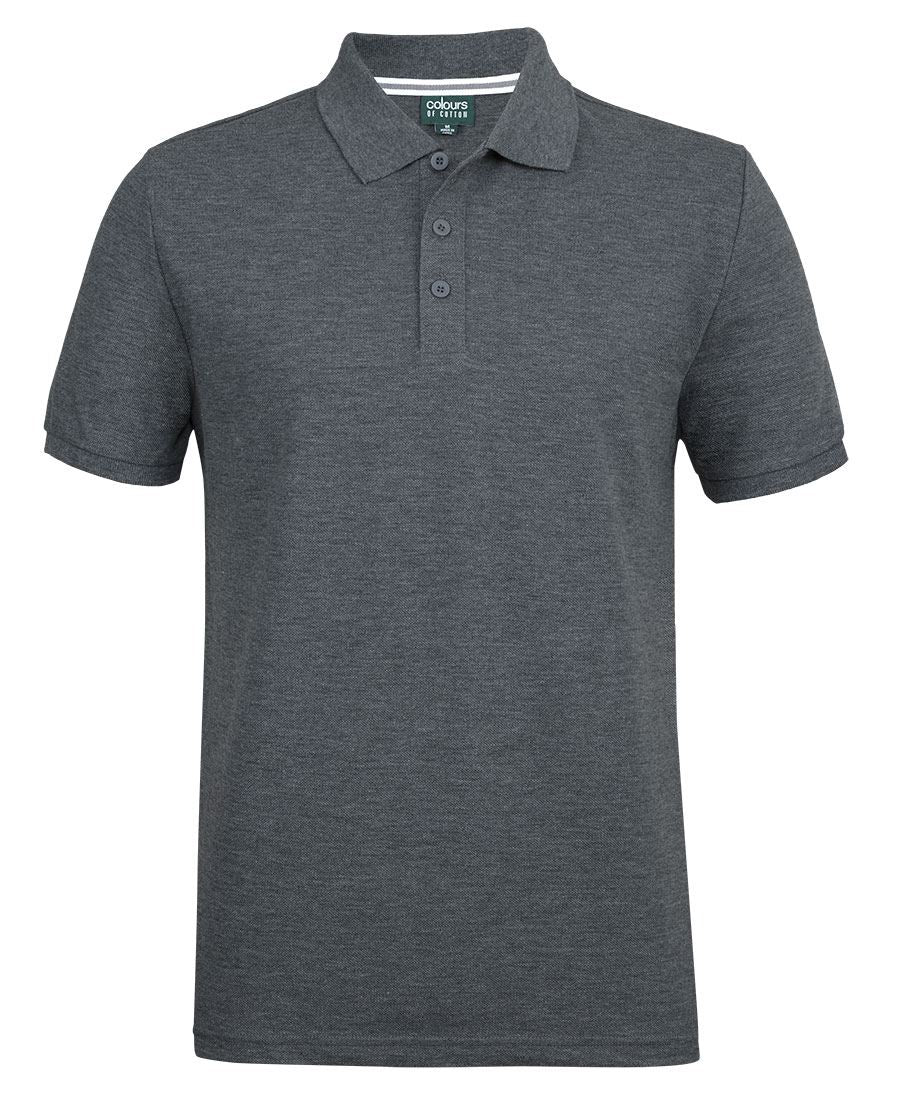 C of C Pique Polo - Charcoal Marle - Front