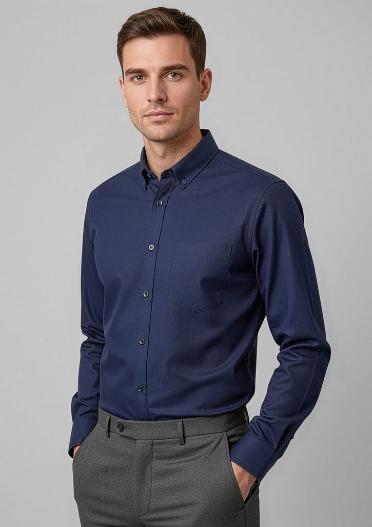 Dalton Mens Long Sleeve Shirt - Navy - Model