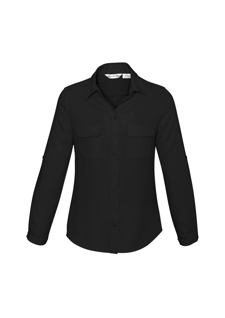 Madison Womens Long Sleeve Shirt - Black - Front