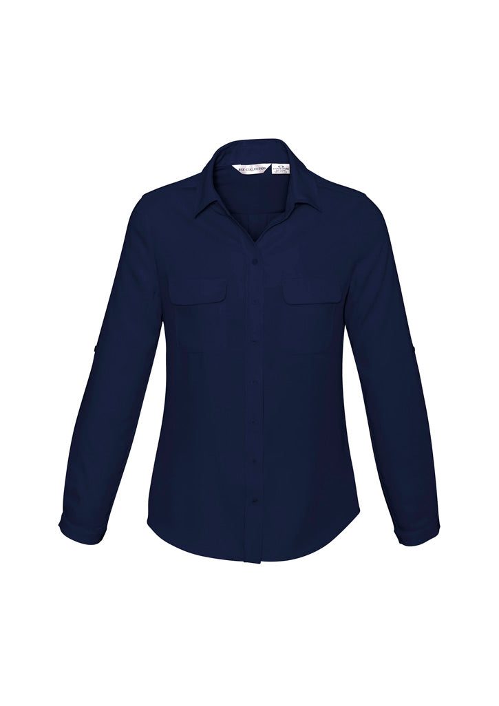 Madison Womens Long Sleeve Shirt - Midnight Blue - Front