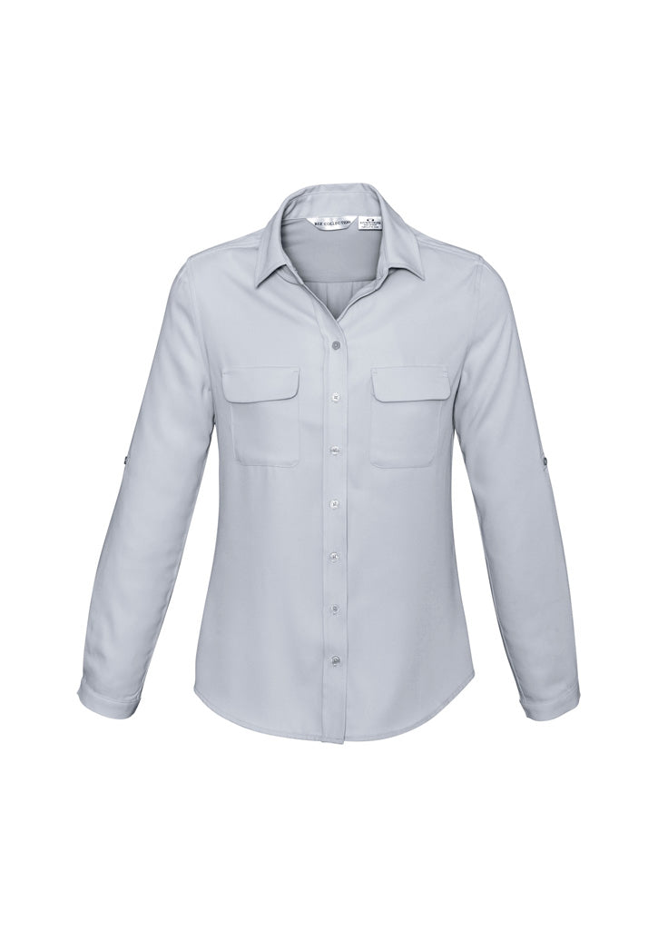 Madison Womens Long Sleeve Shirt - Silver Mist - Front