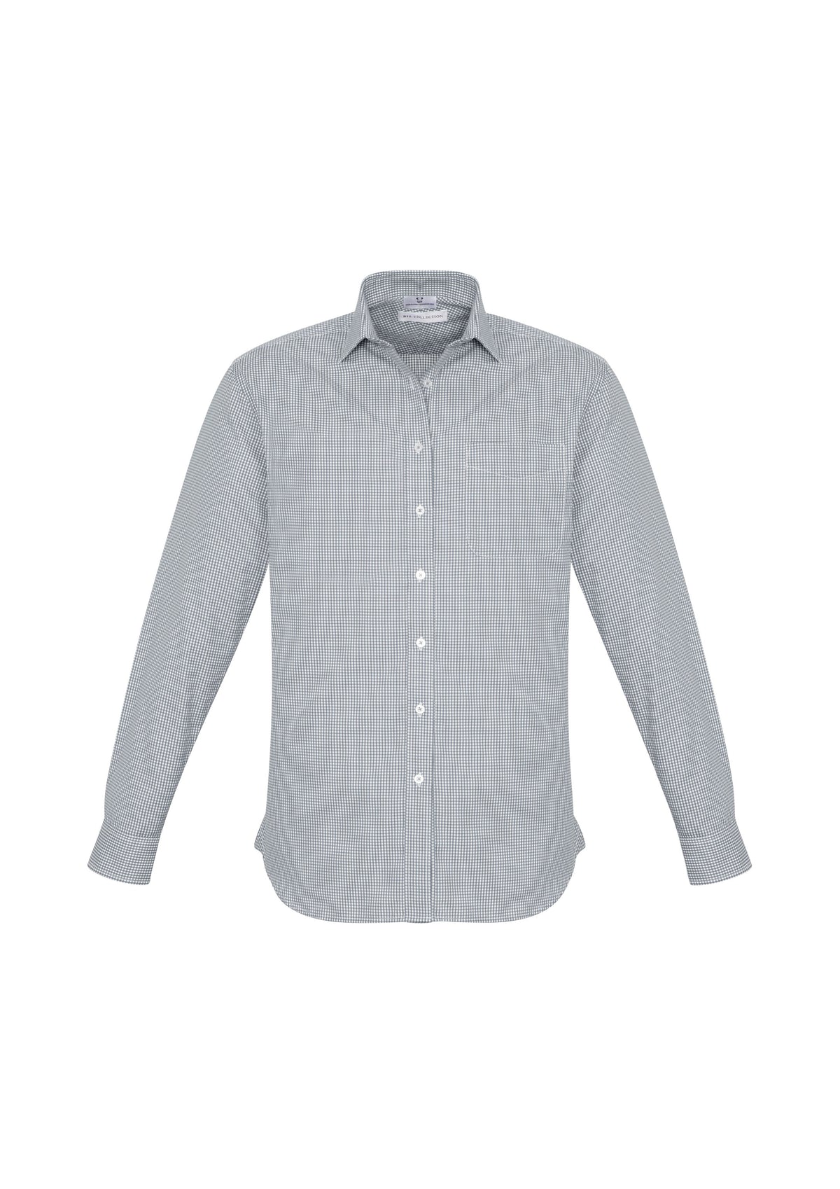 Ellison Mens Long Sleeve Shirt - Silver - Front