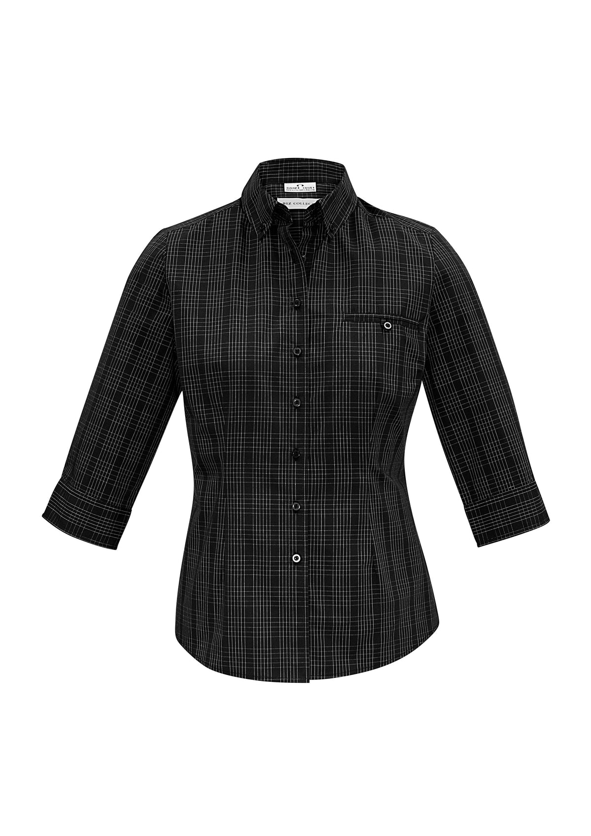 Harper Womens 3/4 Sleeve Shirt - Black/Silver - Front