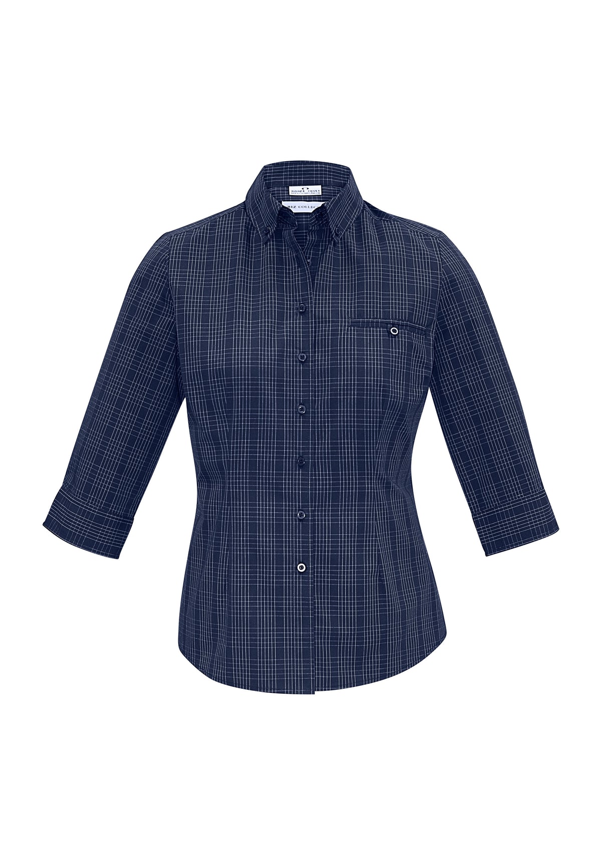 Harper Womens 3/4 Sleeve Shirt - Ink/Silver - Front