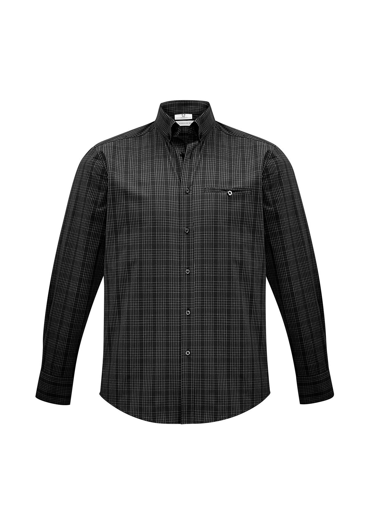 Harper Mens Long Sleeve Shirt - Black/Silver - Front