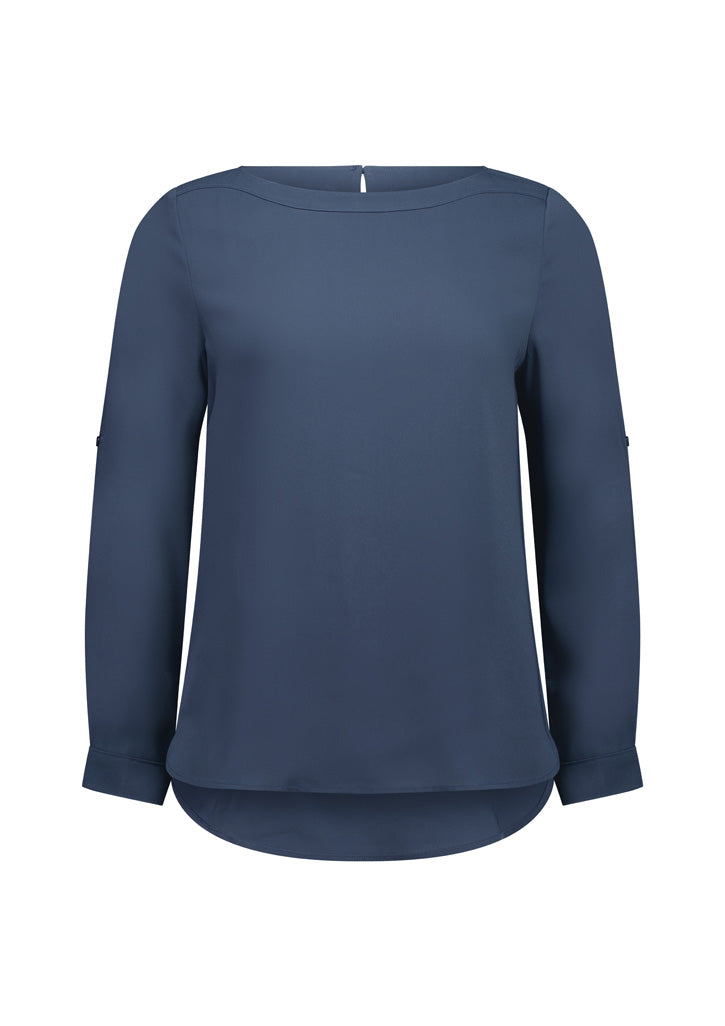Madison Womens Boatneck Top - Storm Blue - Front