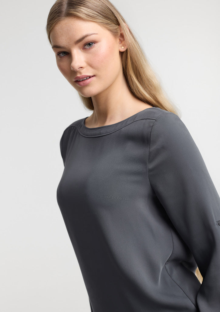 Madison Womens Boatneck Top - Charcoal - Model