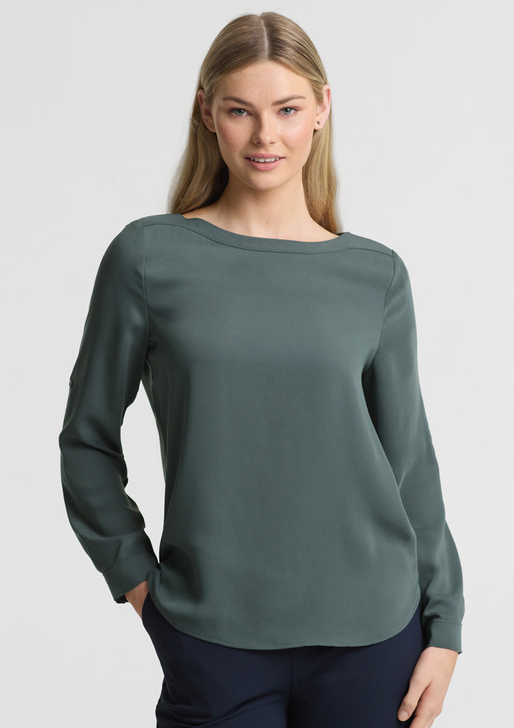 Madison Womens Boatneck Top - Seafoam - Model