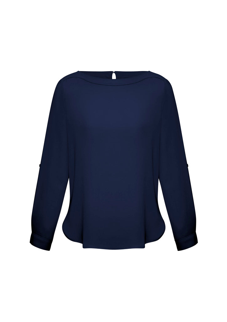 Madison Womens Boatneck Top - Midnight Blue - Front