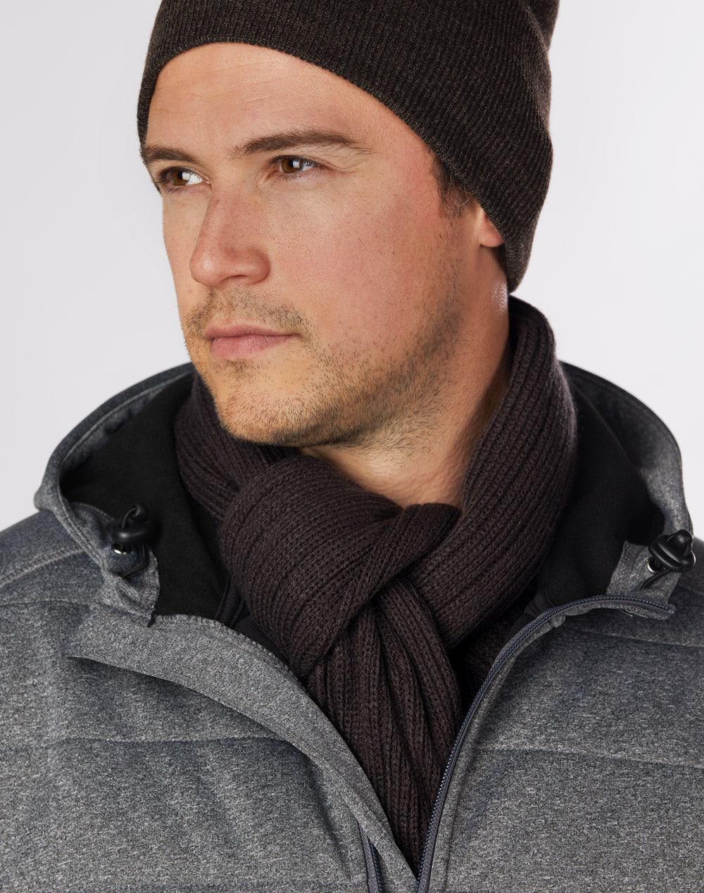 Cable Knit Scarf - Charcoal - View