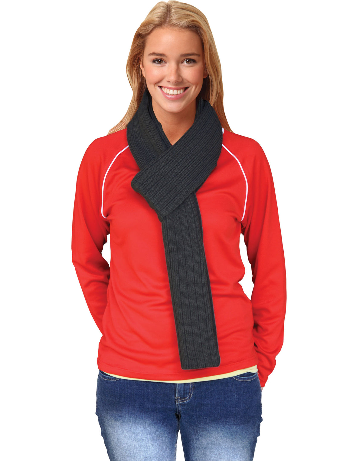 Cable Knit Scarf - Charcoal - View