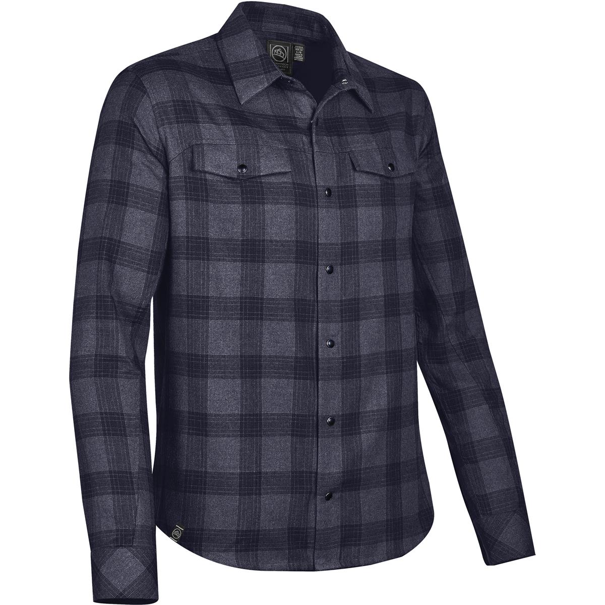 Men's Logan Snap Front Shirt - Navy Plaid - Back