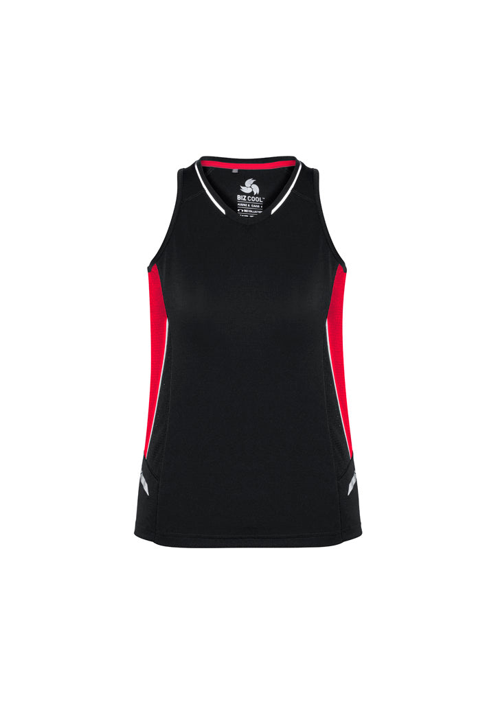 Renegade Womens Singlet - Black/Red/Silver - Front