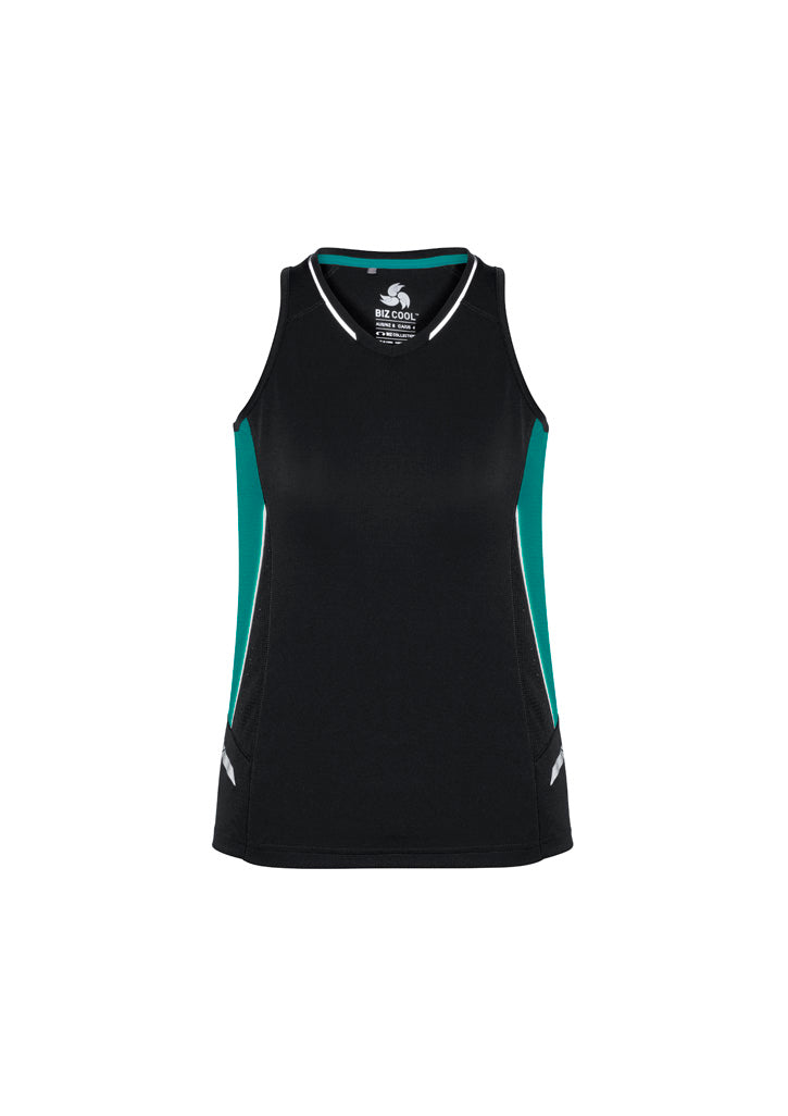 Renegade Womens Singlet - Black/Teal/Silver - Front