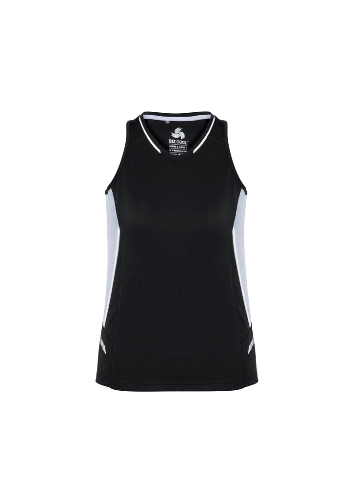 Renegade Womens Singlet - Black/White/Silver - Front