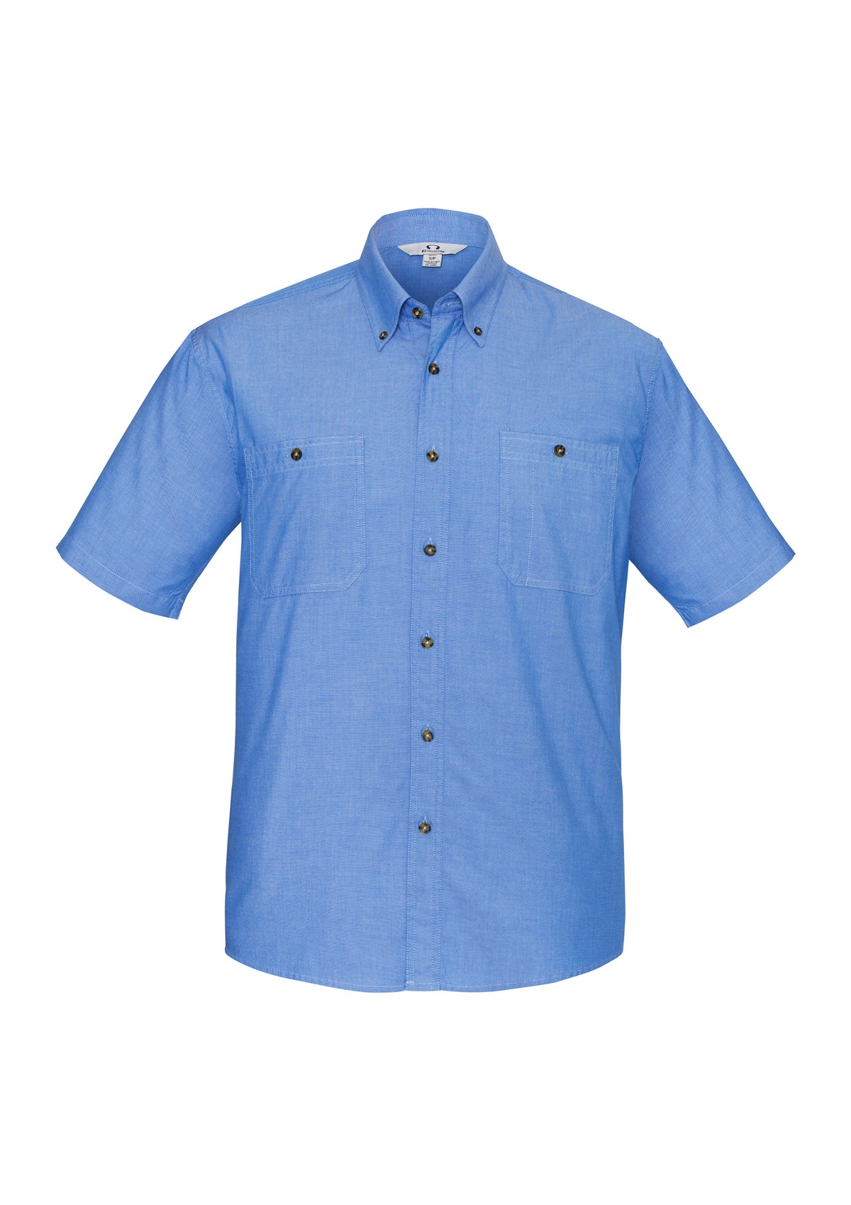 Chambray Mens Short Sleeve Shirt - Chambray Blue - Front