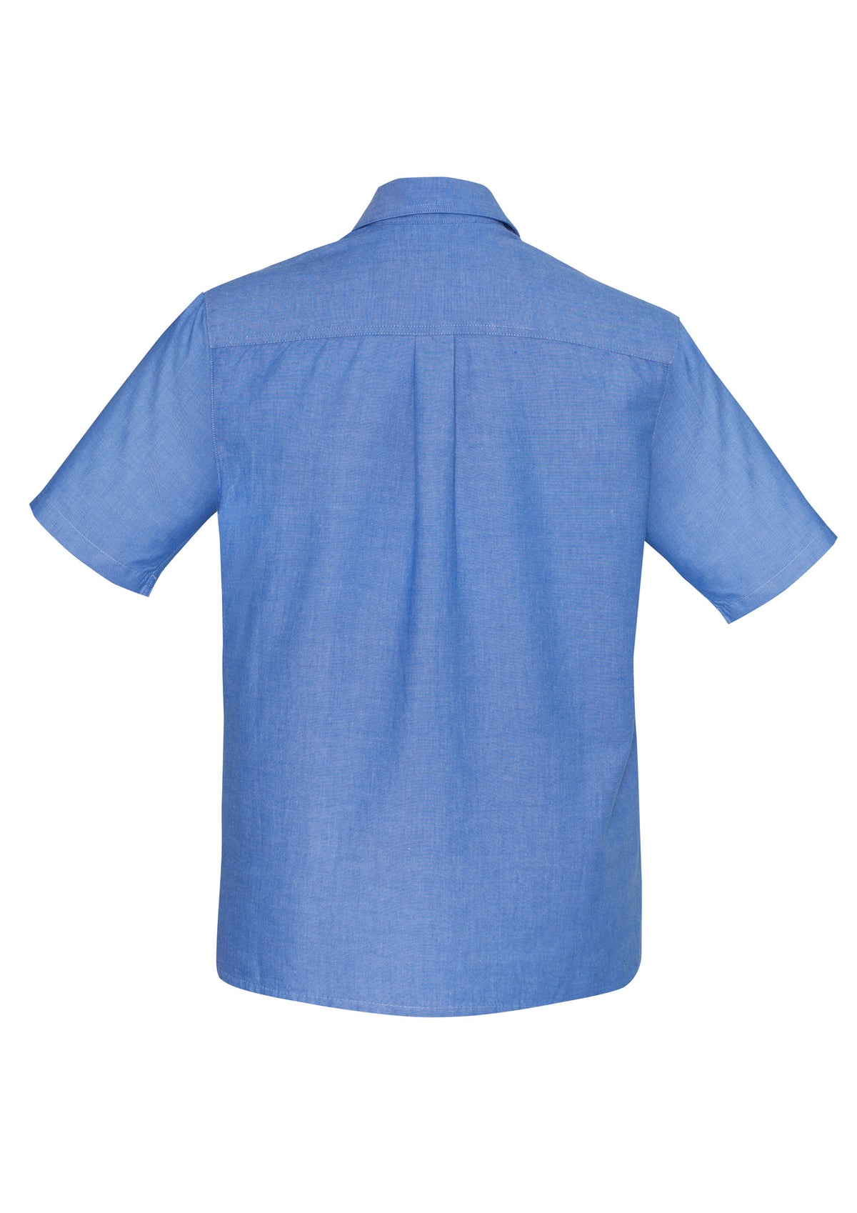 Chambray Mens Short Sleeve Shirt - Chambray Blue - Back