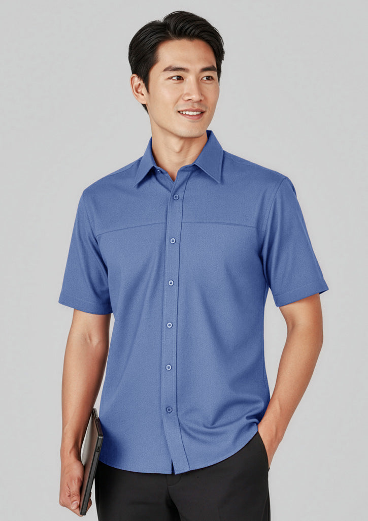 Oasis Mens Short Sleeve Shirt - Mid Blue - Model