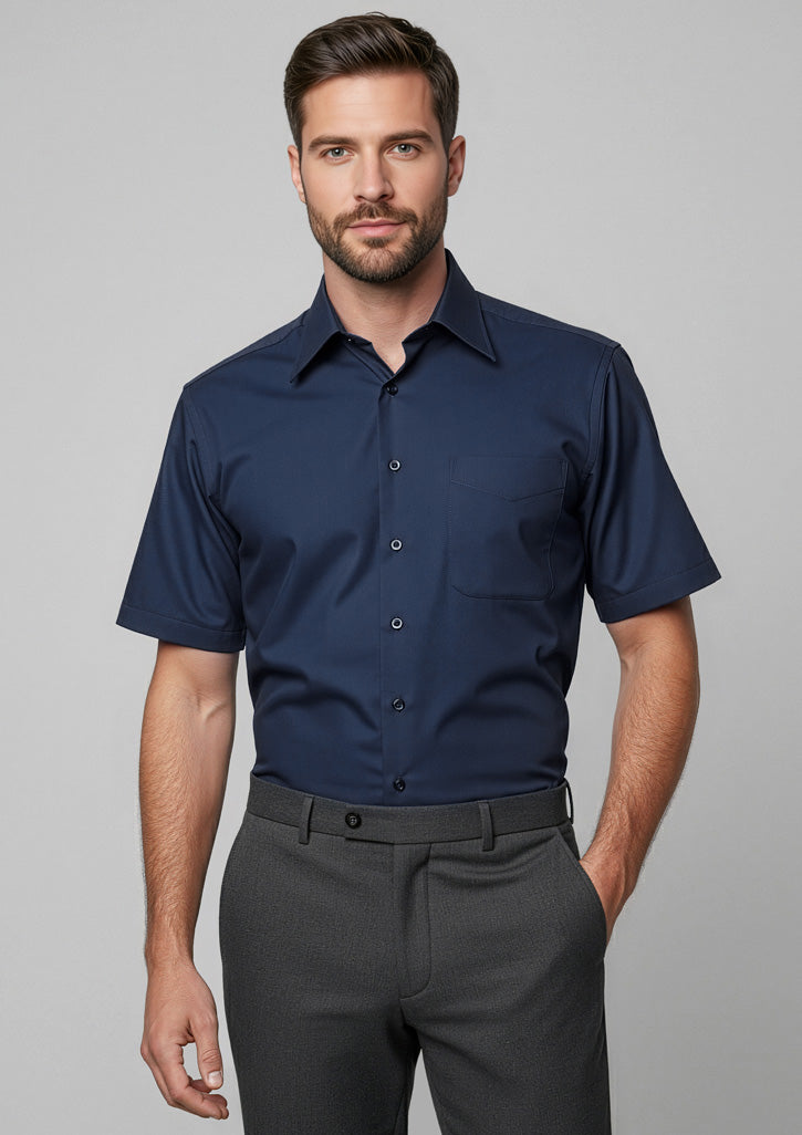 Metro Mens Short Sleeve Shirt - Navy - Model