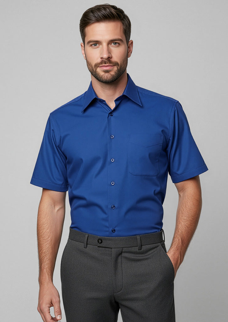 Metro Mens Short Sleeve Shirt - Royal - Model