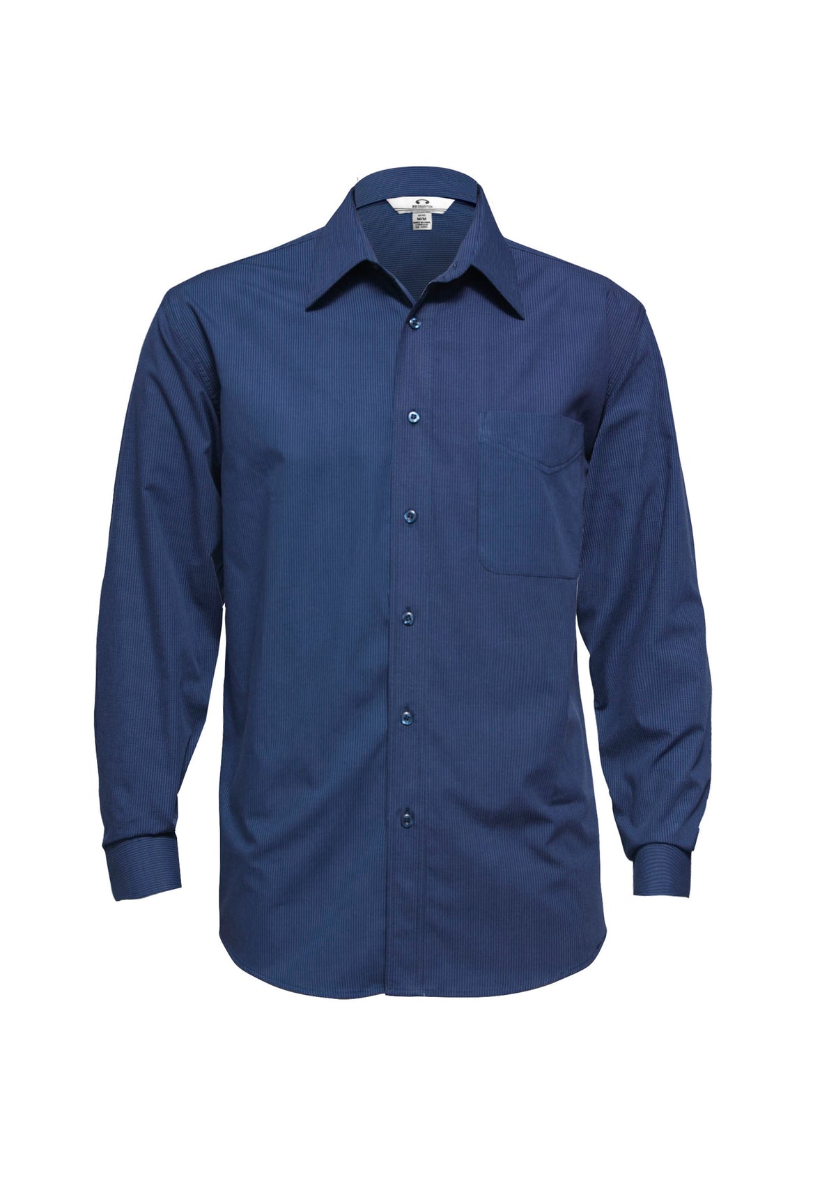 Micro Mens Check Long Sleeve Shirt - Navy - Front