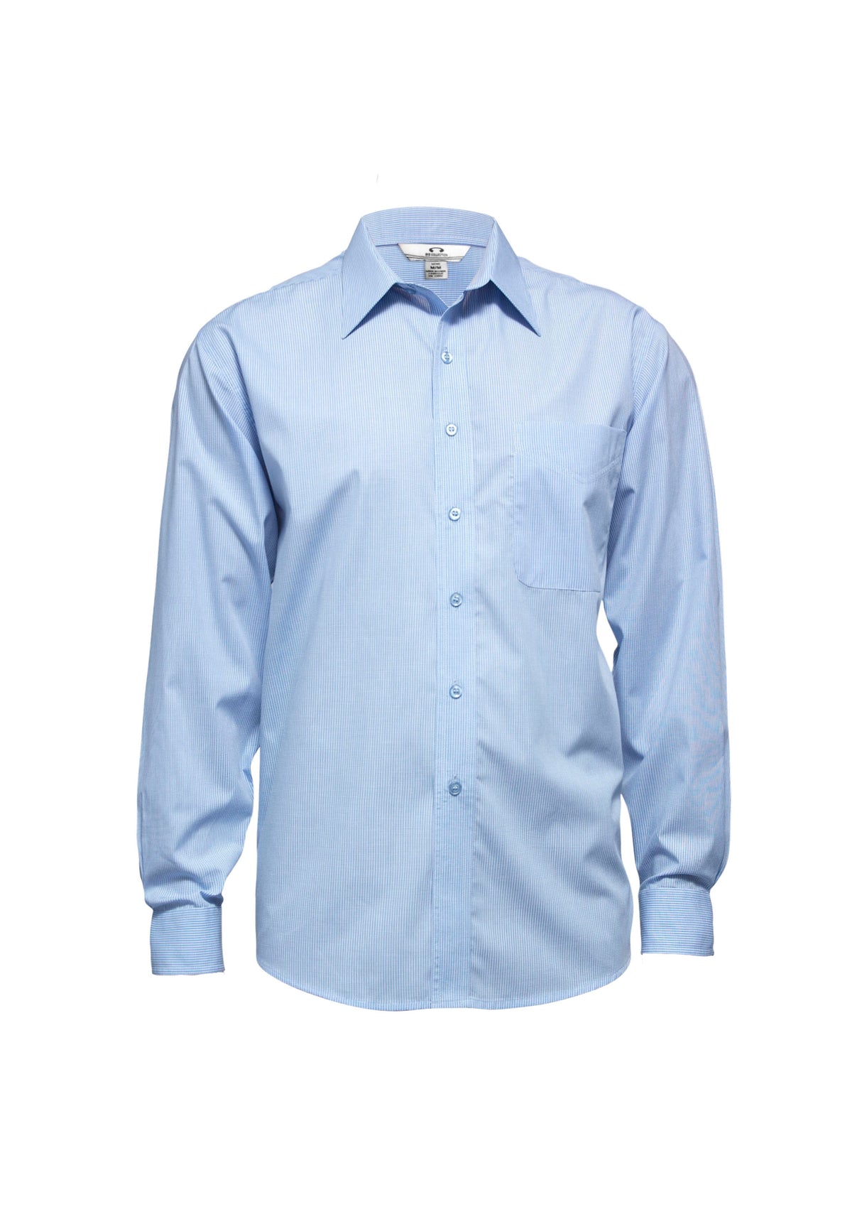 Micro Mens Check Long Sleeve Shirt - Sky - Front