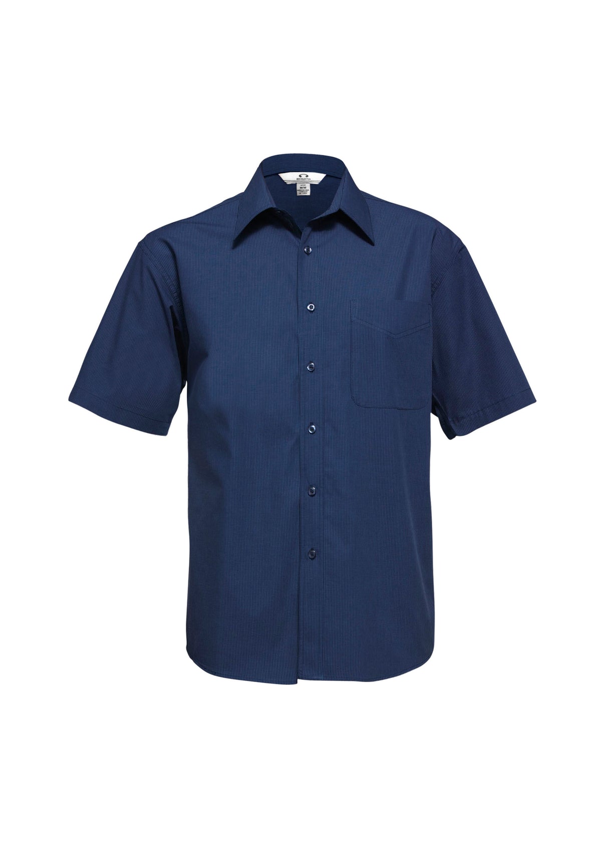 Micro Mens Check Short Sleeve Shirt - Navy - Front