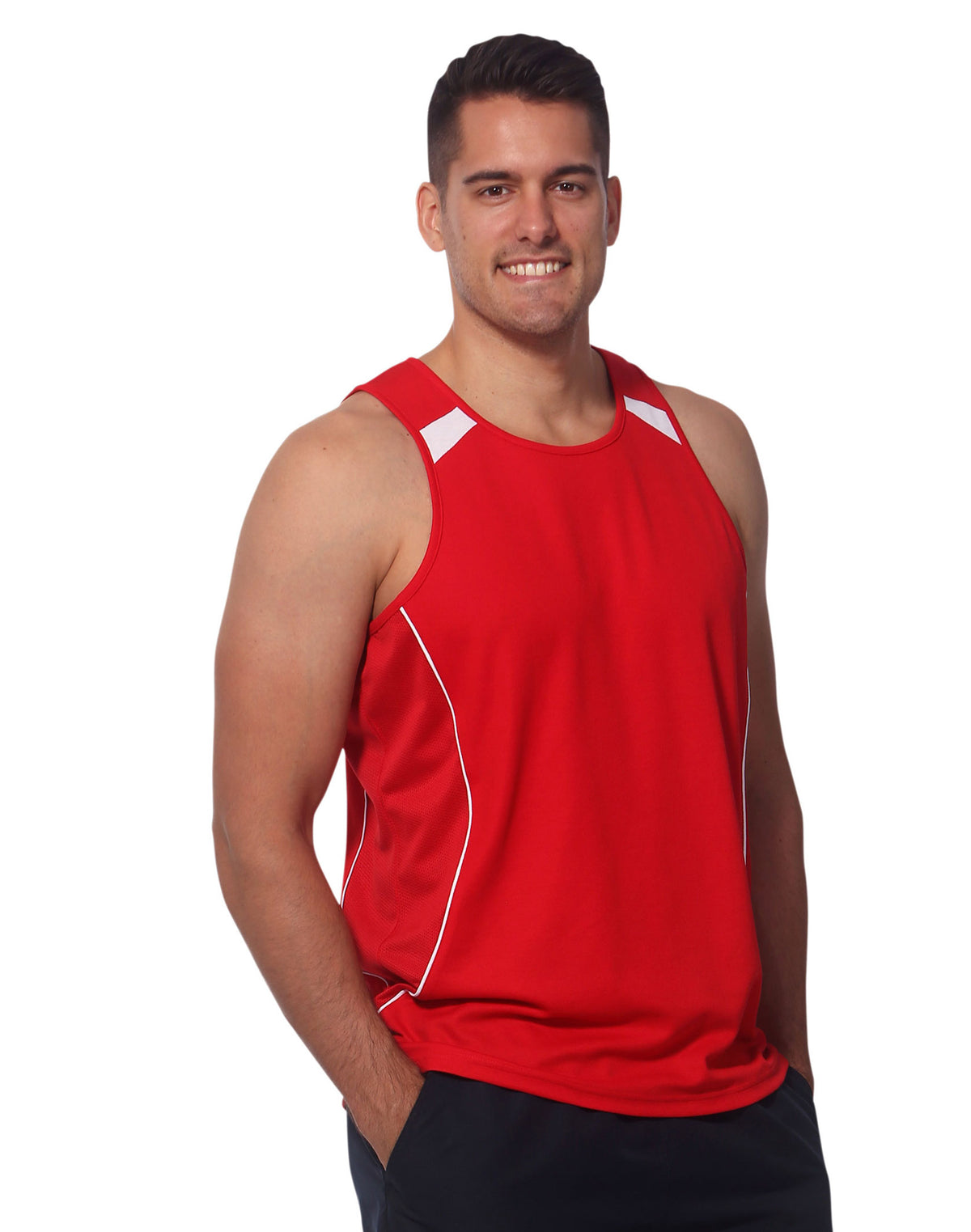 Legend Singlet Men's - Red/White - View