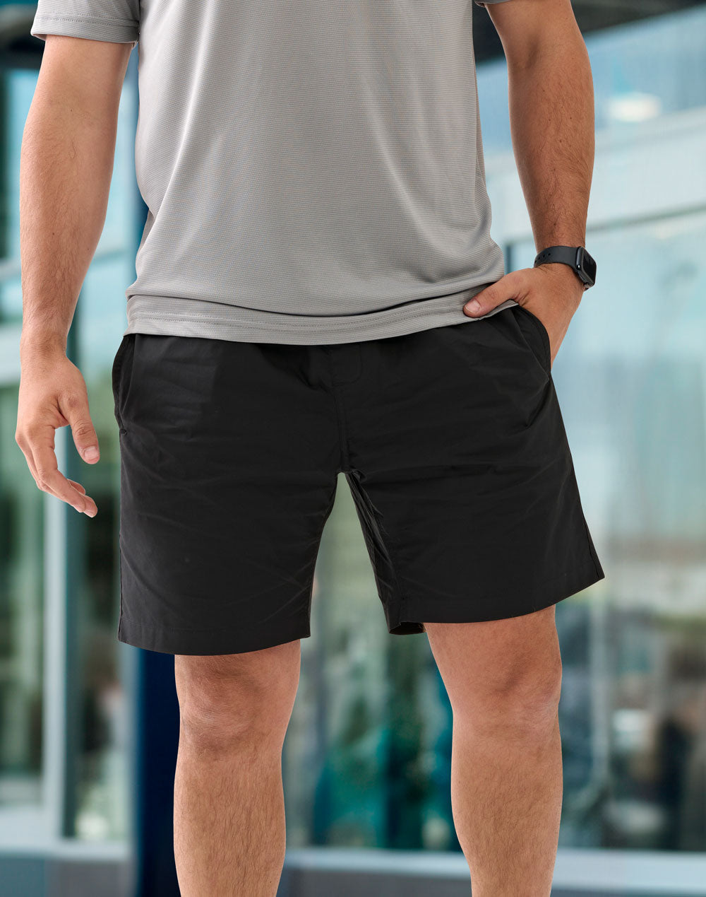 Unisex Mercerised Cotton Shorts - Black - View