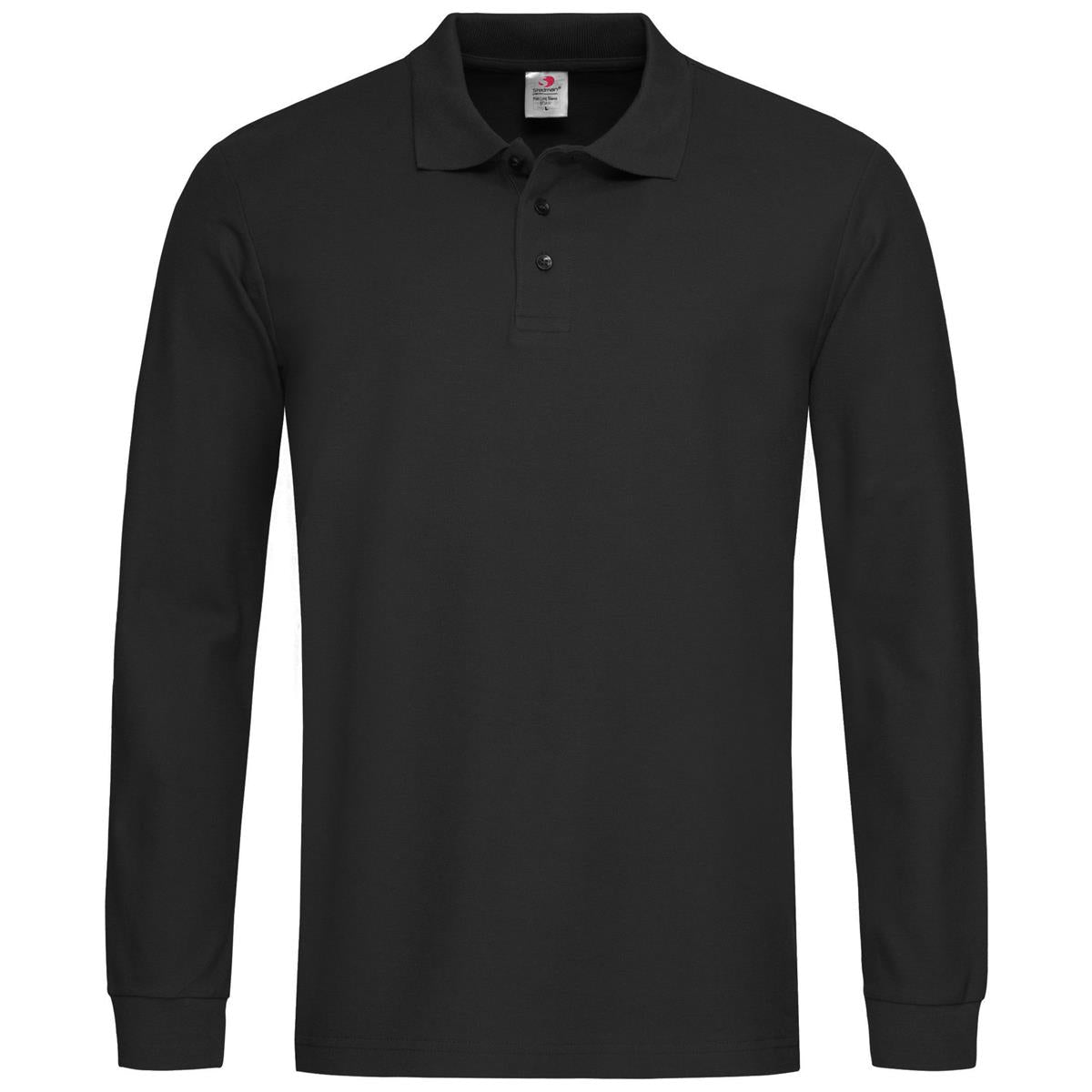 Men's Polo Long Sleeve - Black Opal - Front
