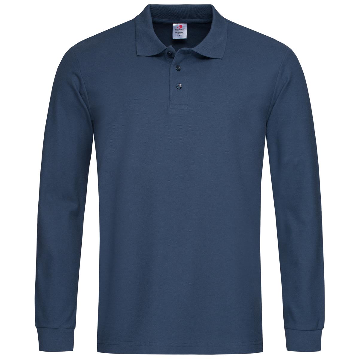 Men's Polo Long Sleeve - Navy - Front