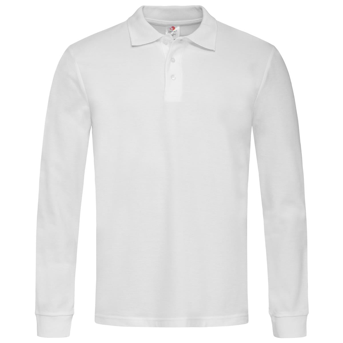 Men's Polo Long Sleeve - White - Front