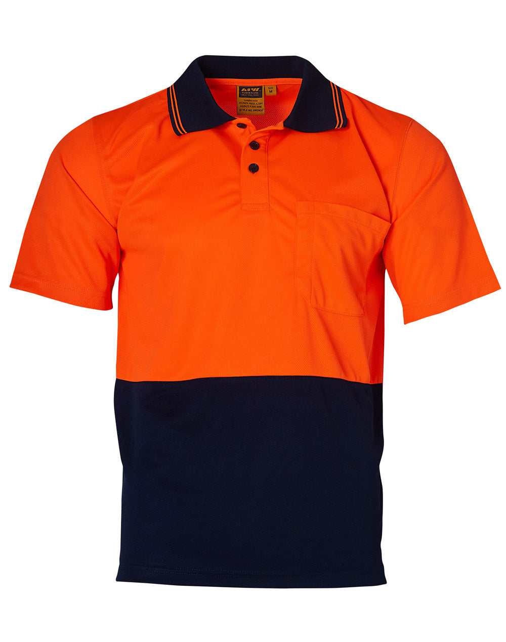 High Visibility Short Sleeve - FluoroOrange/Navy - Front