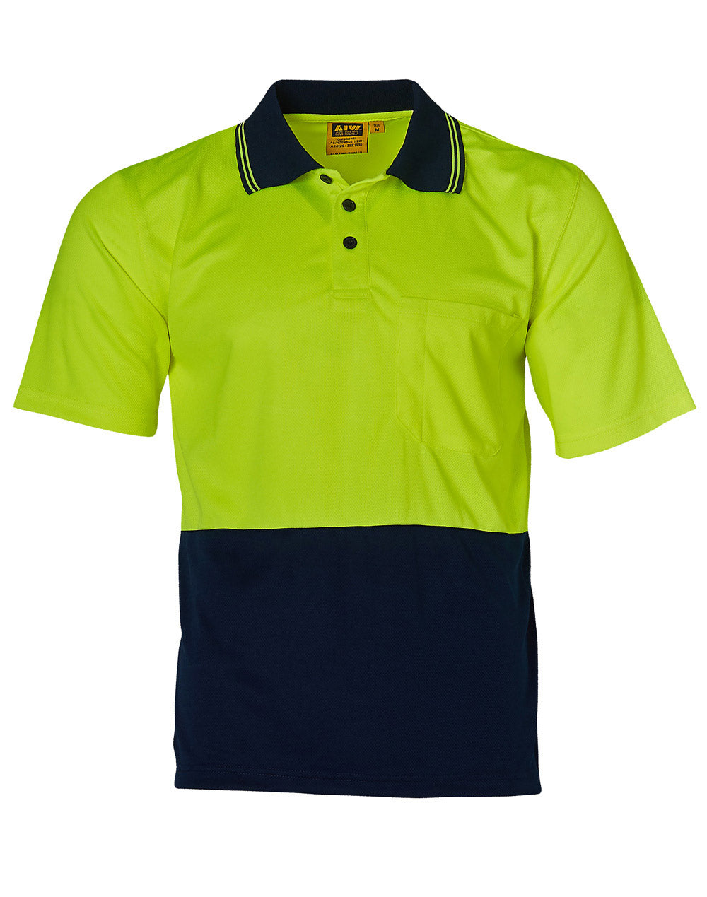 High Visibility CoolDry Short Sleeve Polo - FluoroYellow/Navy