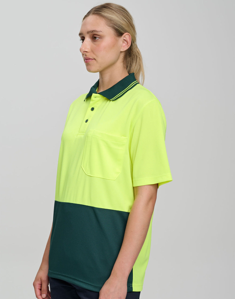 High Visibility Short Sleeve - FluoroYellow/Bottle - View
