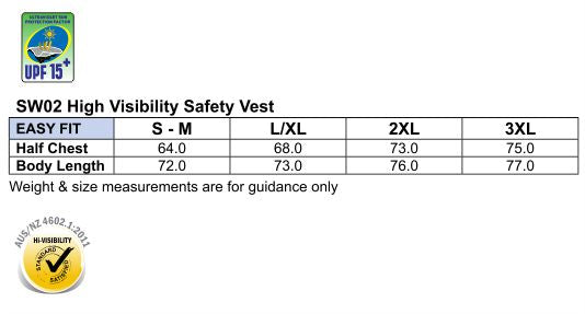 Hi-Vis Safety Vest - Size guide