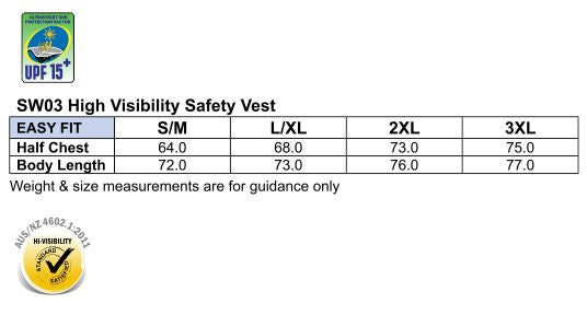 Hi-Vis Safety Vest - Size guide