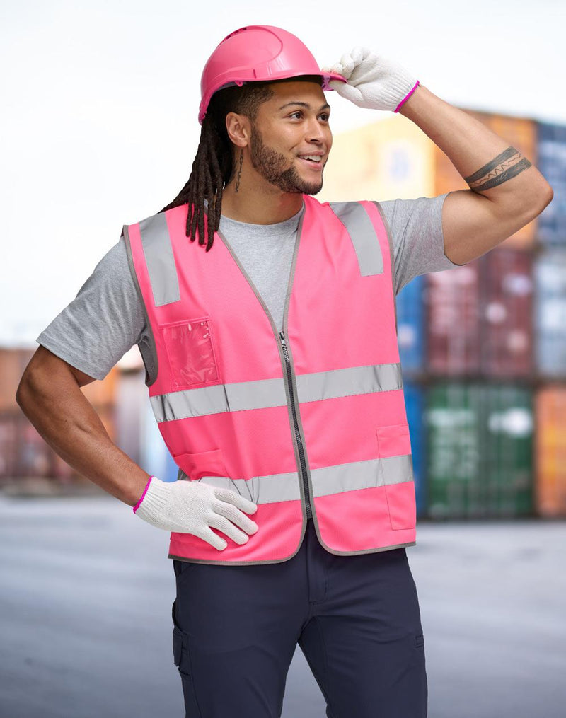 Unisex Hi-Vis Safety Vest with ID & Utility Pockets