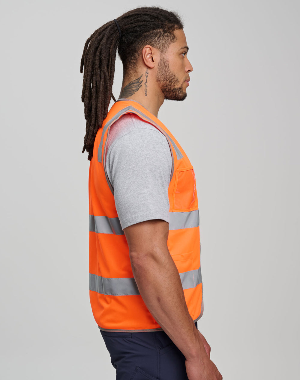 Unisex Hi-Vis Safety Vest with ID & Utility Pockets - Orange - Model