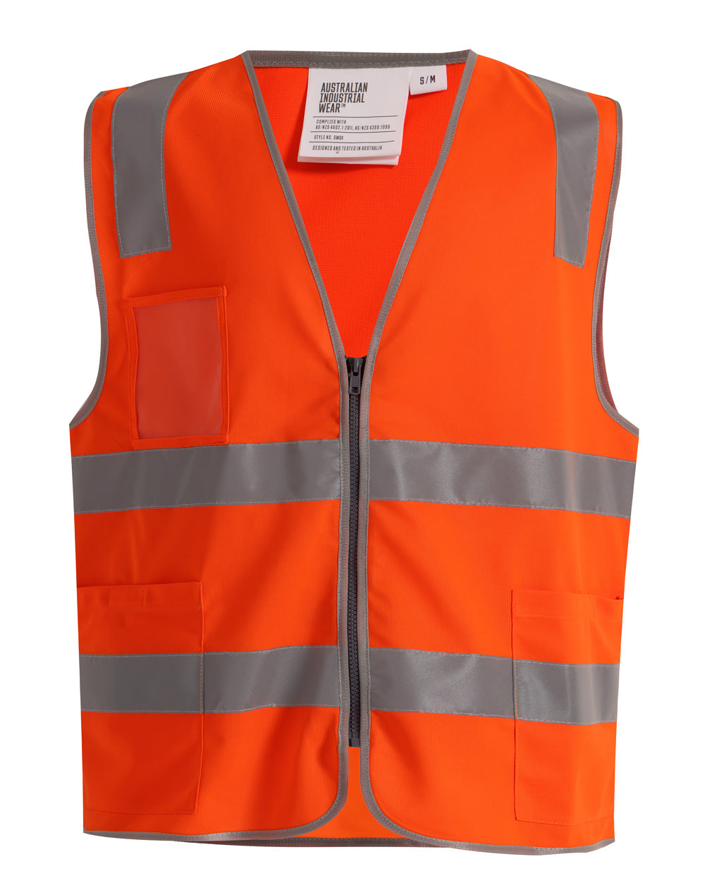 Unisex Hi-Vis Safety Vest with ID & Utility Pockets - Orange - Front