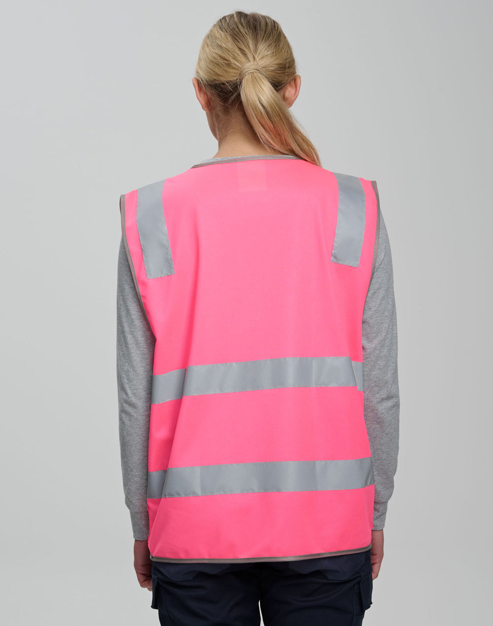 Unisex Hi-Vis Safety Vest with ID & Utility Pockets - Pink - View