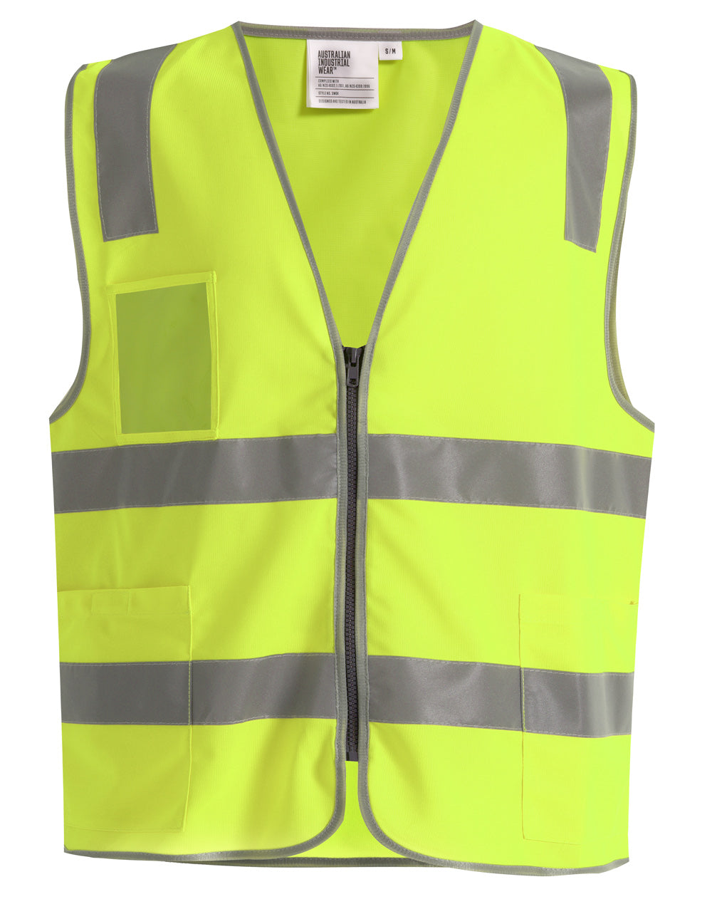 Unisex Hi-Vis Safety Vest with ID & Utility Pockets - Yellow - Front